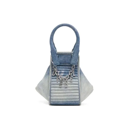 DIESEL Хлопок с коровья кожа через плечо сумка сумка экстра маленькая женская синяя