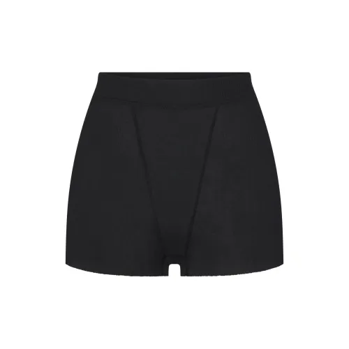 SKIMS THREADBARE Ribbed Short Boxers Women's SOOT Дымчатый Серый