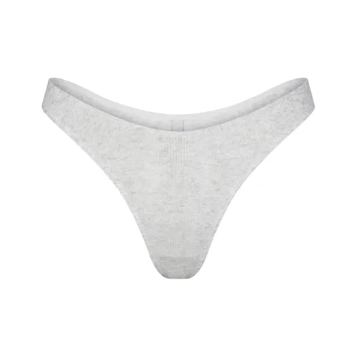 SKIMS THREADBARE Ribbed DIPPED String Трусики Женские 1 Пачка Светлый Меланжевый Серый Светлый Фотиния Серый