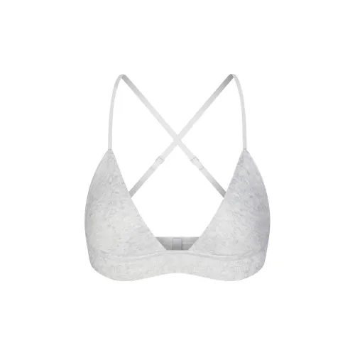 SKIMS THREADBARE Ребро Треугольник Бюстгальтер Женский Светлый Меланжевый GREY Светлый Фотиния Серый