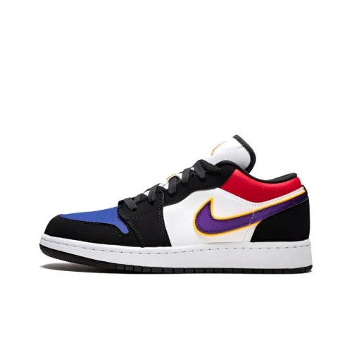 Jordan Air Jordan 1 Low Устойчивый к истиранию Дышащий Низкий Топ Винтажные Баскетбольные Кроссовки Женские Красный Белый Синий