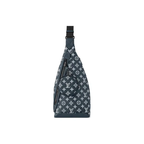 LOUIS VUITTON Duo Коровья кожа Sling Сумка Сумка через плечо Сумка на плечо Мужская Синяя