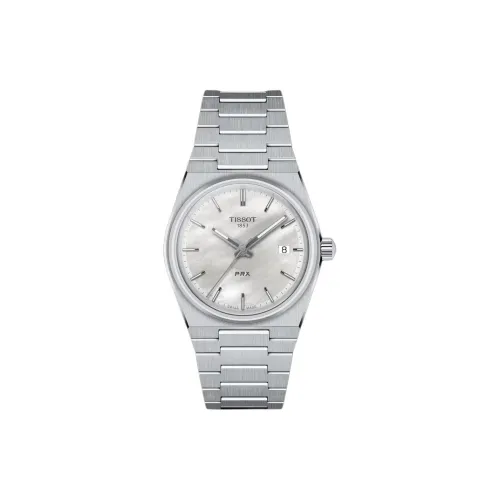 Tissot Quartz Movement Женские PRX Super Player Series Часы 35 мм Жемчужная раковина Цвет