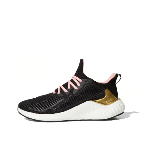 adidas Alphaboost Амортизация Противоскользящий Легкий Низкий Топ Беговые кроссовки Женские Черный Серый Золотой