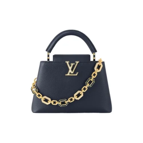 LOUIS VUITTON Capucines Кожа Сумка Женская Темно-синий