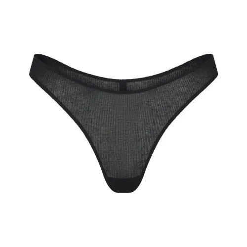 SKIMS THREADBARE Ребро DIPPED Стринг Нижнее белье Женские SOOT Дымчато-серый