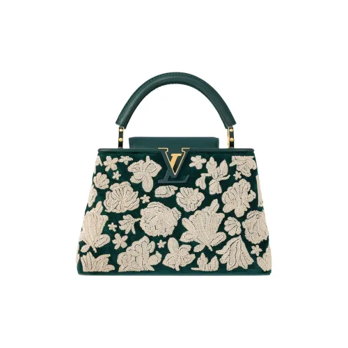 LOUIS VUITTON Capucines Телячья кожа Отделка Сумка через плечо Сумка Маленькая Женская Зеленая