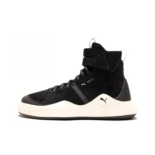 PUMA Abyss Solstice Покрытие Термическое Износостойкий Высокий Топ Скейтборд Кроссовки Унисекс Черный Белый