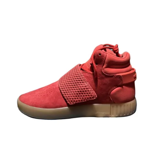 Adidas Tubular Invader Strap Устойчивые к истиранию Легкие Противоскользящие Высокие Скейтбординг Кроссовки Унисекс Красный