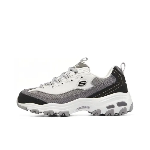 Skechers D'LITES 1,0 Легкий визуально увеличивает рост массивные кроссовки Женские Черный Серый