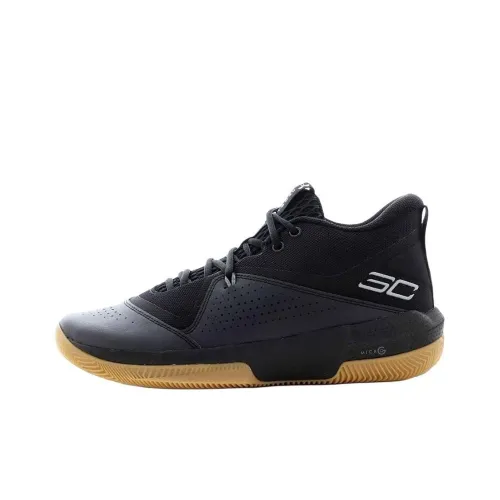 Under Armour Sc 3zer0 IV Амортизация MID Баскетбольные кроссовки для игры Унисекс Черный