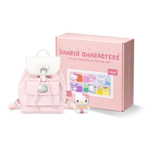 Zgo Sanrio Collaboration ПУ (полиуретан) CHANEL Inspired Рюкзак Средний Женские Персиково-розовый Белый Перламутровый Серебряный