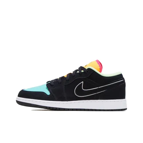 Jordan Air Jordan 1 Low Shock Absorbers Нижняя юбка Резистентный Низ Топ Винтажные баскетбольные кроссовки Женские Черный синий оранжевый