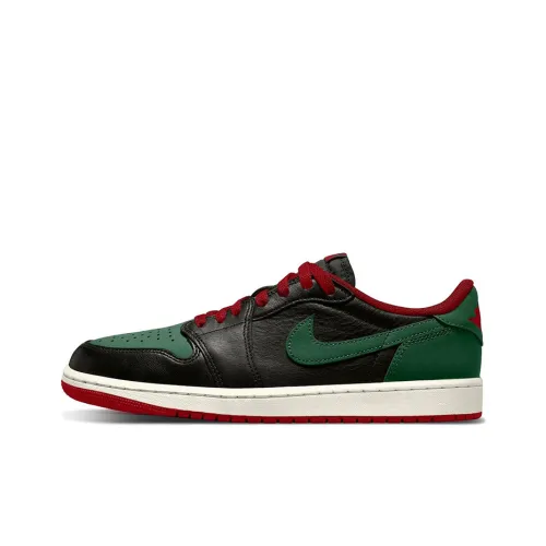 Jordan Air Jordan 1 Low Топ Винтажные Баскетбольные Кроссовки Женские Черный Зеленый