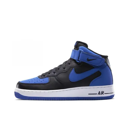 Nike Air FORCE 1 Air Force 1 Slip-resistant Abrasion-resistant MID Top Скейтбординг Мужской Синий Черный