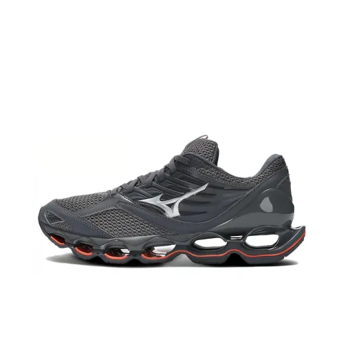 Mizuno WAVE PROPHECY 13S Беговые кроссовки Низкий топ Серый/Серебряный/Оранжевый Красный Унисекс