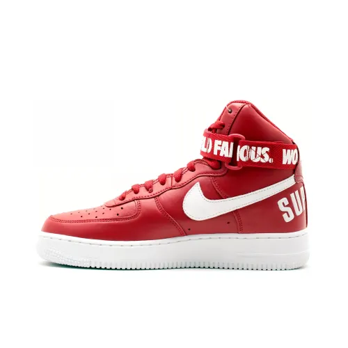 Supreme x Nike Air Force 1 World Famous Красный Высокий Топ Скейтборд Кроссовки Мужские Красный