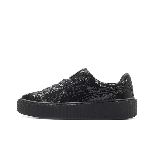 PUMA Rihanna Fenty Cracked Кожаный черный Устойчивый к истиранию Низкий топ Скейтборд Кроссовки Унисекс Черный