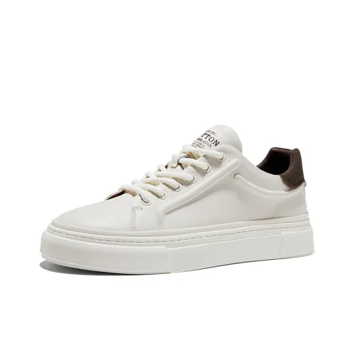 Hautton Jeans Низкий Топ Скейтборд Кроссовки Мужские Белый Кофейный Цвет