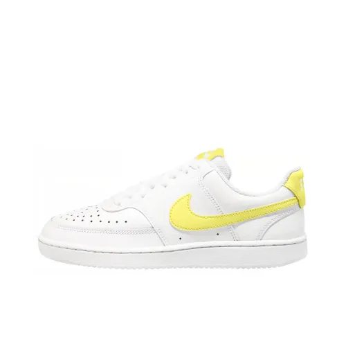 Nike Court Vision 1 Low Покрытие Slip-Resistant и Abrasion-Resistant Низкий Топ Скейтборд Кроссовки Женские Белые Желтые