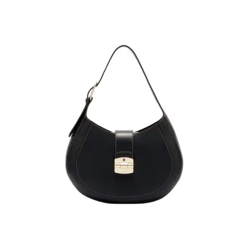 Furla Club 2 Рельефная Телячья Кожа Сумка через плечо Женская Черная