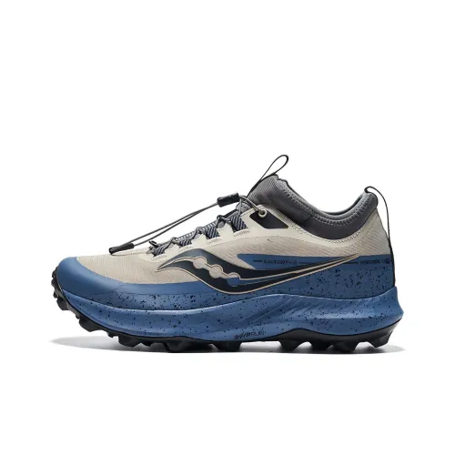 Saucony Peregrine 13 Peregrine Falcon 13 Slip-resistant Low-Top Trail Running Shoes Men's Beige Blue Сaucony Peregrine 13 Peregrine Falcon 13 Противоскользящие Низкие Кроссовки для Беговых Трасс Мужские Бежево-Синие