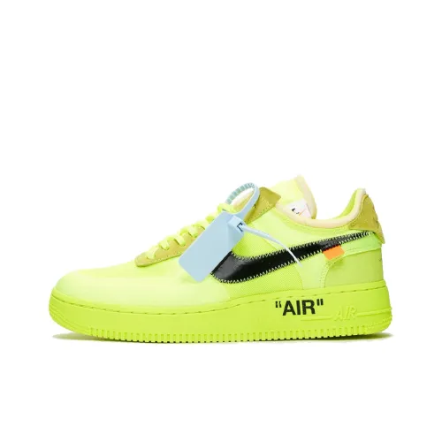 Off Белый x Nike Air Force 1 Часть 2 Вольт The Ten Low Топ Скейтборд Кроссовки Унисекс Неон Зеленый
