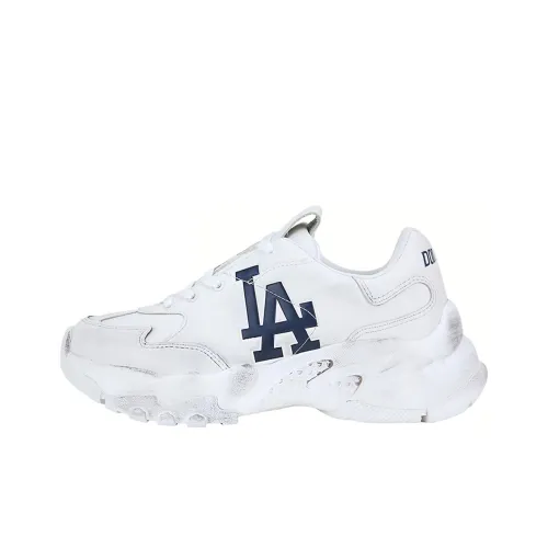 MLB Big Ball Chunky LA DODGERS Противоскользящие Устойчивые к истиранию Легкие Низкие Кроссовки с Толстой Подошвой Женские Белые