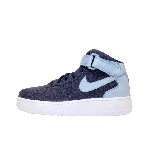 Nike Air Force 1 '07 Кожа PRM Амортизация Износостойкий MID Топ Скейтбординг Кроссовки Женские Синий