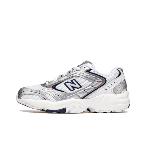 New Balance NB 452 Устойчивый к истиранию Низкий Топ Повседневные Городские Кроссовки для Коммутирования и Бега Женские Белые Серебряные