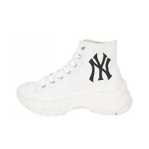 MLB Chunky Slip-resistant Abrasion-resistant Breathable High-top Shoes Unisex White MLB Chunky Противоскользящие Устойчивые к истиранию Дышащие Высокие Кеды Унисекс Белые