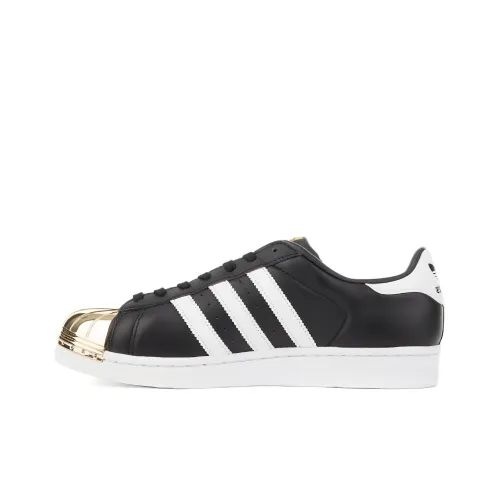 Adidas Originals Superstar Metal Toe Амортизация Износостойкие Низкие Кроссовки для Скейтбординга Женские Черный Белый Золото