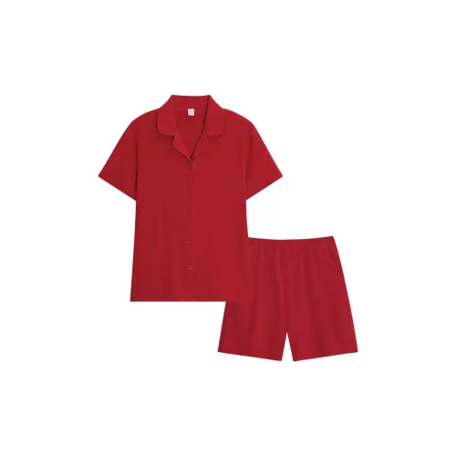 Sha Qian Пижамный комплект Летний Женский Красный