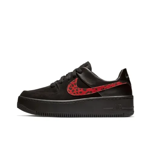 Nike Air Force 1 Slip Resistant Abrasion Resistant Низкий Топ Скейтбординг Кроссовки Женские Черный Красный Синий