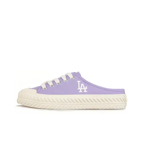 MLB Playball Mule Slip Resistant Abrasion Resistant Низкий Топ Кеды Унисекс Фиолетовый