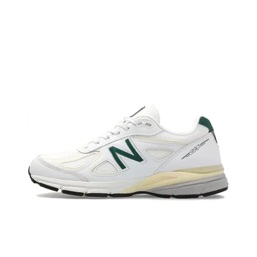 New Balance NB 990 V4 Амортизация Дышащий Теплоизоляционный Низкий Топ Повседневный Городской Коммутирование Беговые кроссовки Унисекс Белый Зеленый