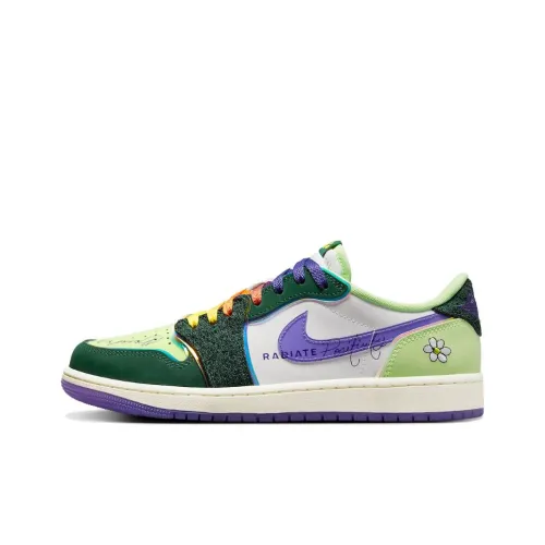 Jordan Air Jordan 1 Low OG 'Doernbecher' Charity Low Топ Винтажные баскетбольные кроссовки Унисекс Зеленый Фиолетовый