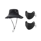 Черные шапки и кепки + черная маска для лица, 2 штуки