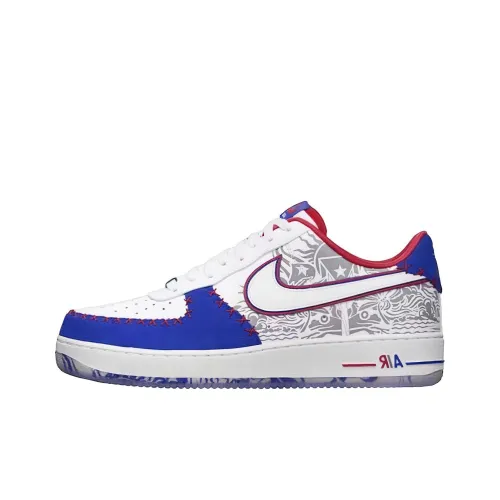 Nike Air Force 1 Амортизация Износостойкие Низкие Кроссовки для Скейтбординга Унисекс Белый Синий