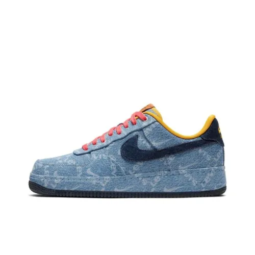 Levi's x Nike Air Force 1 Low Топ Скейтборд Кроссовки Унисекс Джинсовый Синий