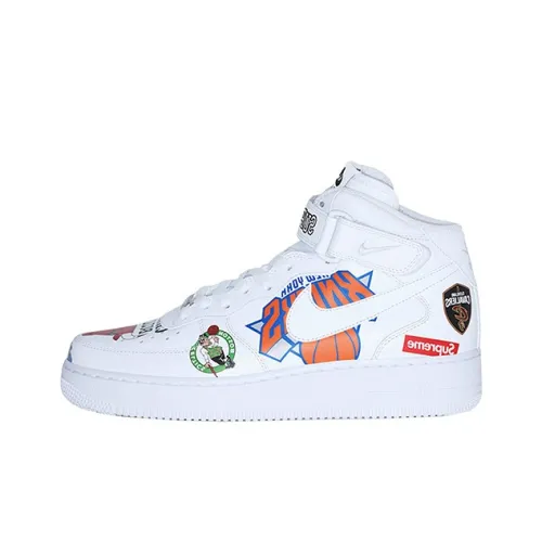 Supreme x Nike Air Force 1 MID Скейтборд Кроссовки Unisex Белый