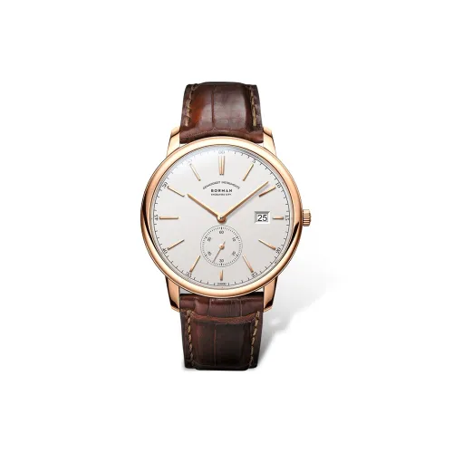 BORMAN Автоматический Механический Механизм Часы из Натуральной Кожи Ремешок Мужские Часы Белый Циферблат