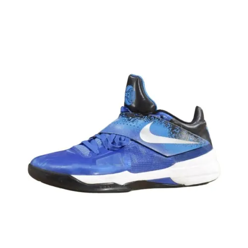 Nike KD 4 Protro Shock Absorbers Slip-Resistant Abrasion-Resistant Low-Top Баскетбольные кроссовки Мужские Синий Белый