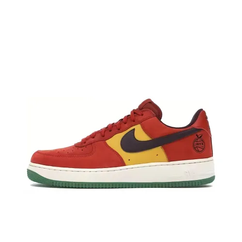 Nike Air Force 1 Амортизация Износостойкие Низкие Кроссовки для Скейтбординга Унисекс Красный Желтый