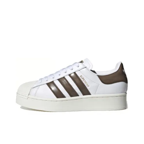 Adidas Originals Superstar Bold Легкий Низкий Топ Скейтборд Кроссовки Женские Белые Коричневые