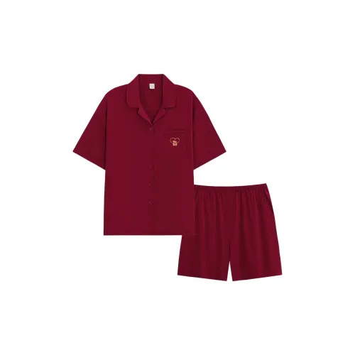 Sha Qian Пижамный комплект Летний Женский Красный