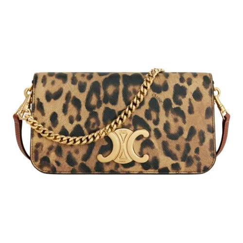 CELINE Холст Телячья кожа Холст Сумка через плечо Женская Леопардовый принт