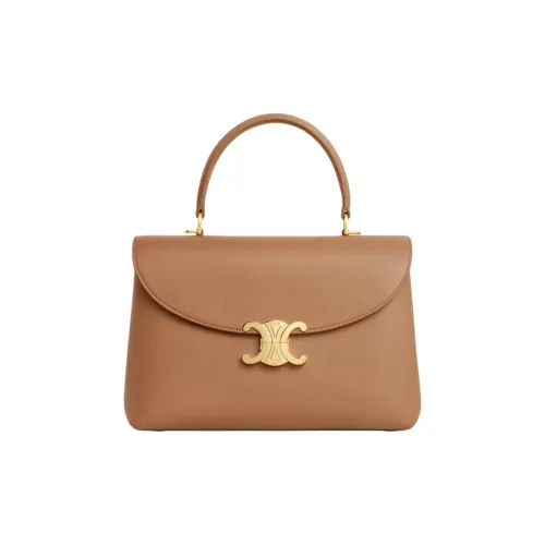 CELINE Nino Мягкая коровья кожа через плечо сумка среднего размера женская бронзовый оттенок