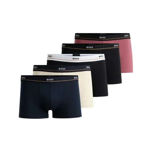 Hugo Boss FIVE Пачка OF Эластичный хлопок Транкс с логотипом на поясе Нижнее белье Мужской 5 пар
