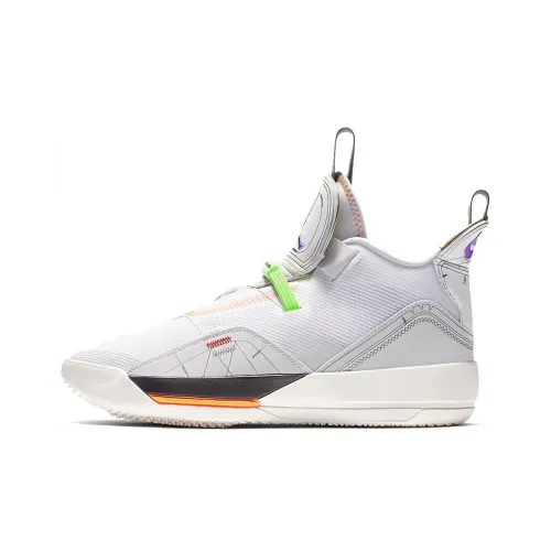Jordan Air Jordan 33 Vast GREY Амортизация Износостойкий MID Баскетбольные кроссовки Мужские Белый Серый
